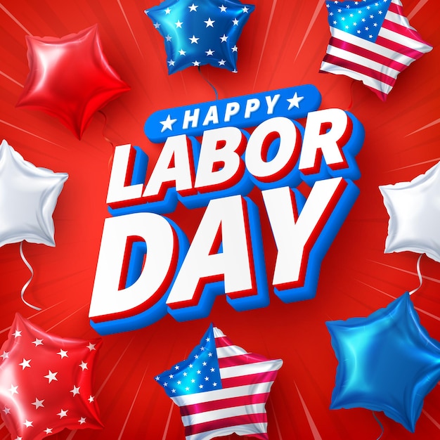 USA Labor Day poster templateUSA labor day celebration with american balloons flag