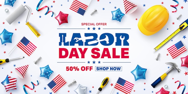 Vector usa labor day sale poster template.