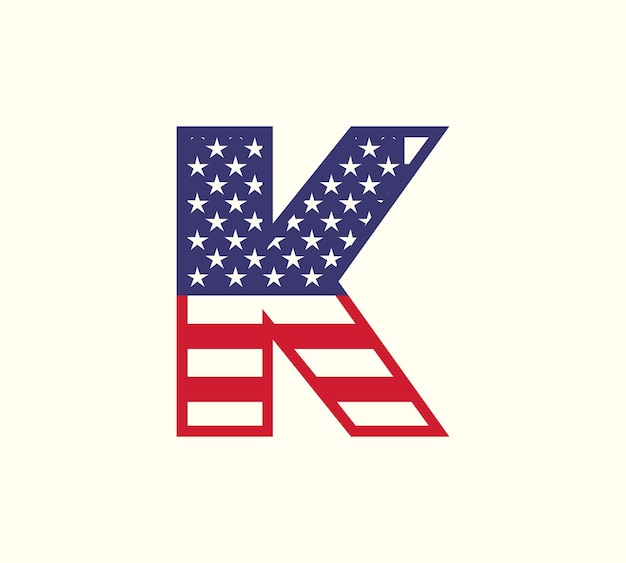 Usa letter k hoofdletter amerikaanse vlag logo