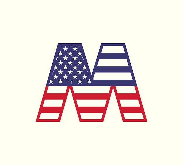 Вектор Сша буква m большая американский флаг логотип