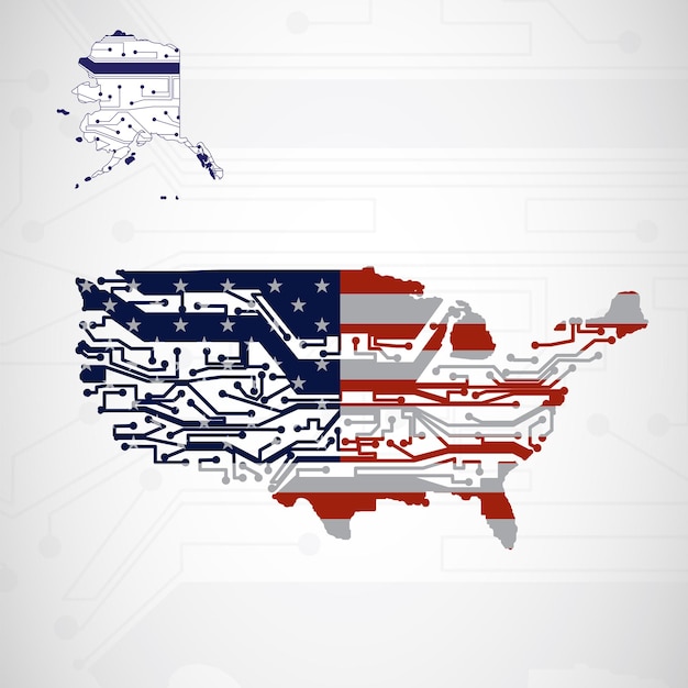 Vector usa map circuit board background