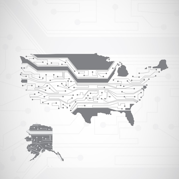 Vector usa map circuit board background