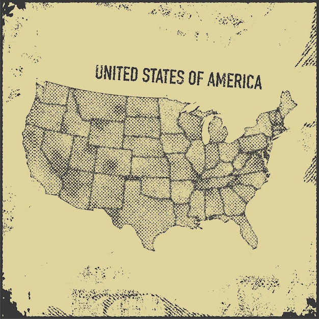 USA map grunge style  illustration.