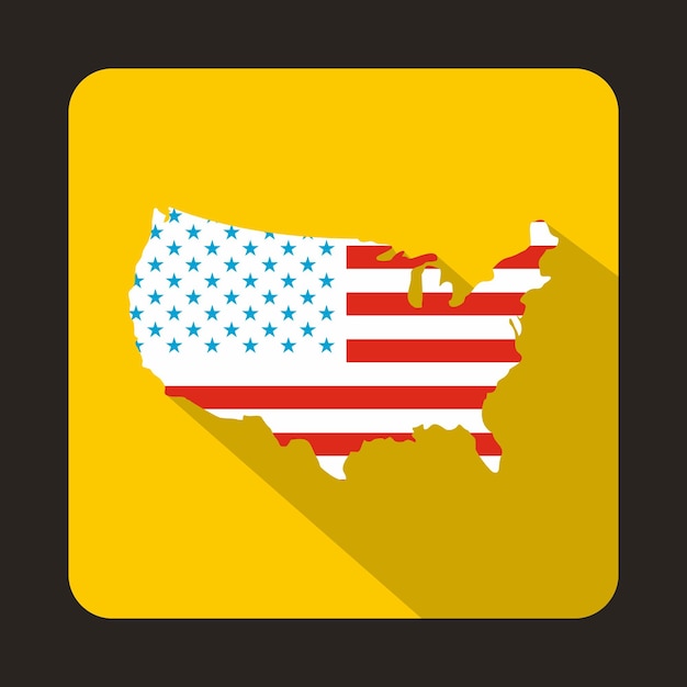 Vector usa map icon in flat style with long shadow state and territory symbol