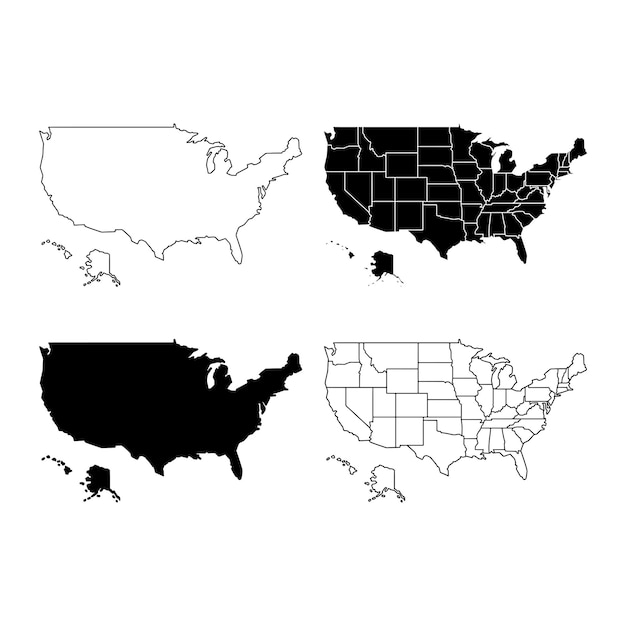 Vector usa map silhouette bundle