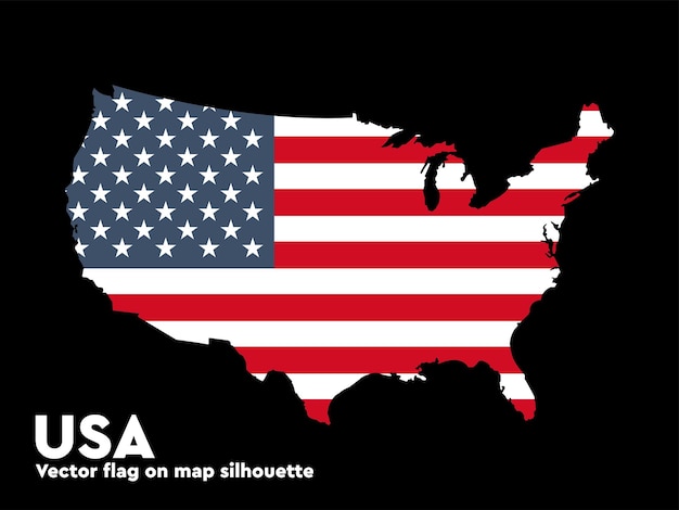 USA map silhouette with flag United States patriotic background