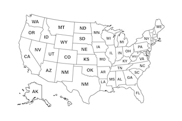 Premium Vector  Usa map states. vector line design. high detailed