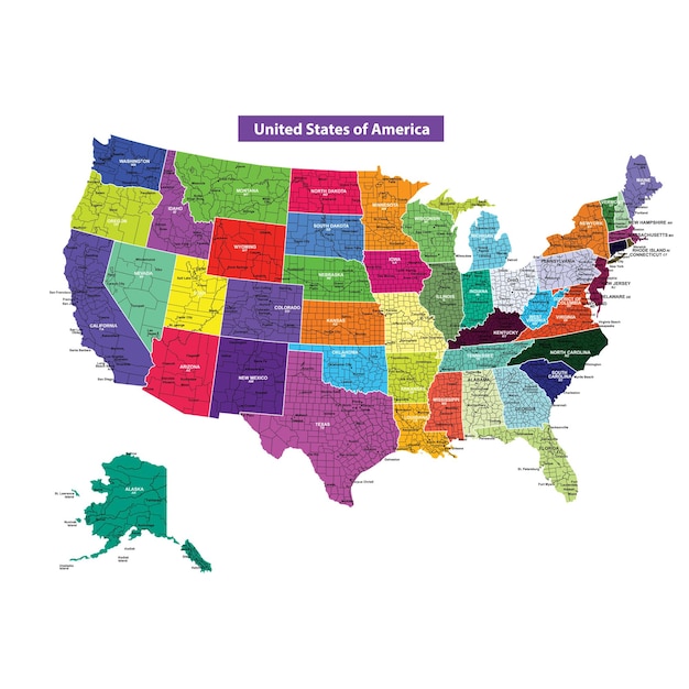 Vector usa map vector colourful illustration