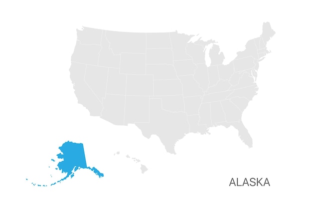 Vector usa map with alaska state highlighted easy editable for design