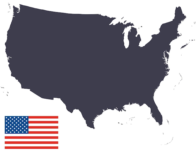 Vector usa map with american flag