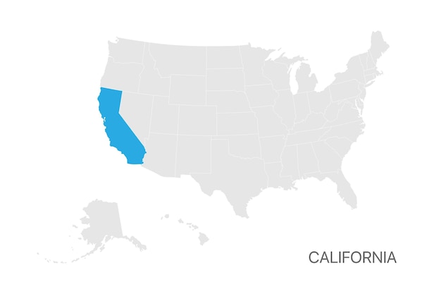 Vector usa map with california state highlighted easy editable for design