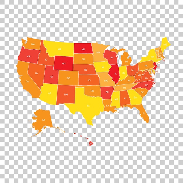 Usa map with federal states vector illustration united states of america