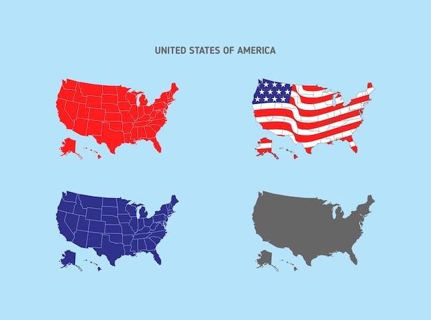 Карта США с иллюстрацией дизайна флага