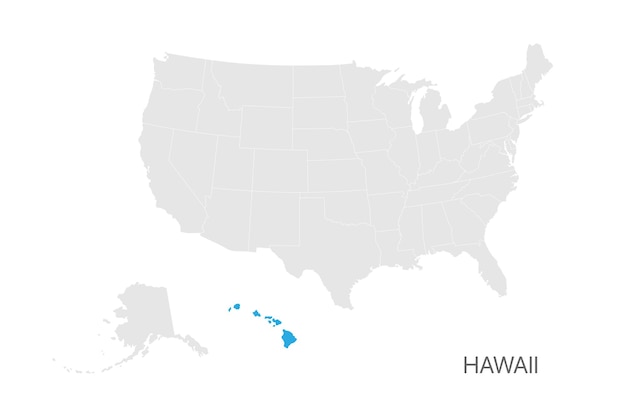 벡터 하와이 주가 강조된 미국 지도 디자인을 위해 쉽게 편집할 수 있습니다.