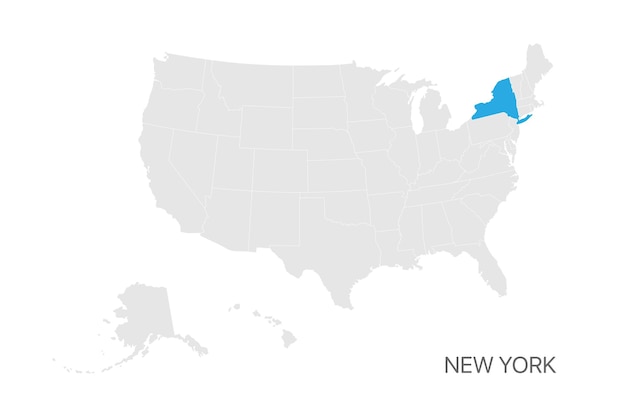 Vector usa map with new york state highlighted easy editable for design