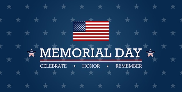 Vector usa memorial day greeting card with star background united states national flag vector illustration
