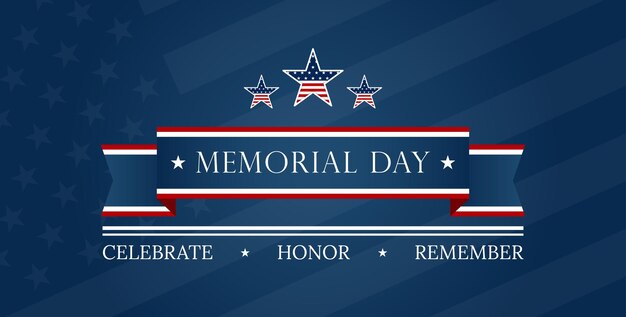 USA Memorial Day text Card with star in United States national flag colors Vector illustration