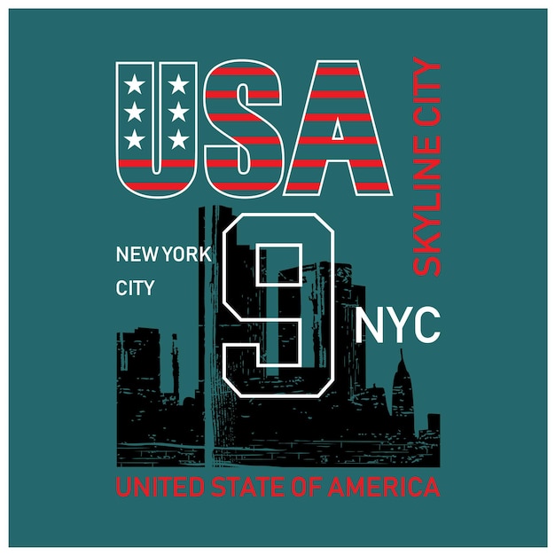 Usa New York City With Urban Building Shadows Graphics for Typography Premium Vector tshirts