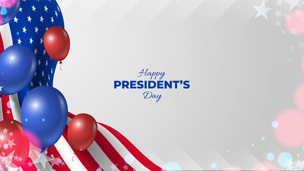 USA President's day background with flags and balloons