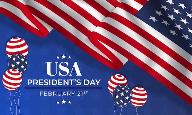 USA Presidents Day 21 februari wapperende vlagillustratie op decoratief achtergrondontwerp