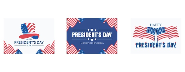 USA Presidents Day celebrate,set flat vector modern illustration
