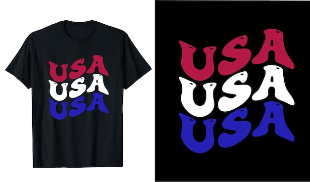 Usa retro wavy t shirt design