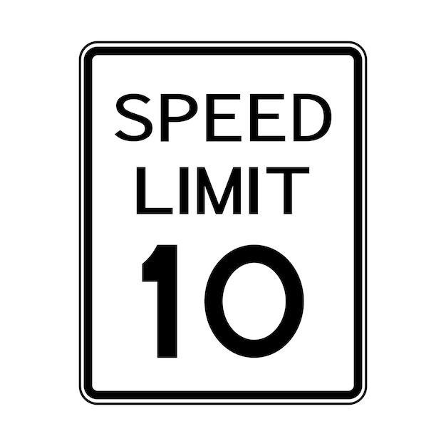 道路交通標識 スピード制限10 白い背景