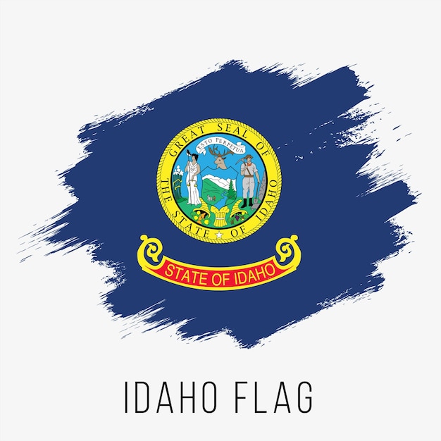 Usa staat idaho vector vlag ontwerpsjabloon. vlag van idaho voor onafhankelijkheidsdag. de vlag van grungeidaho