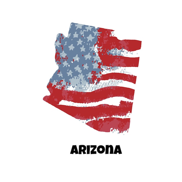 USA state Arizona American flag watercolor background