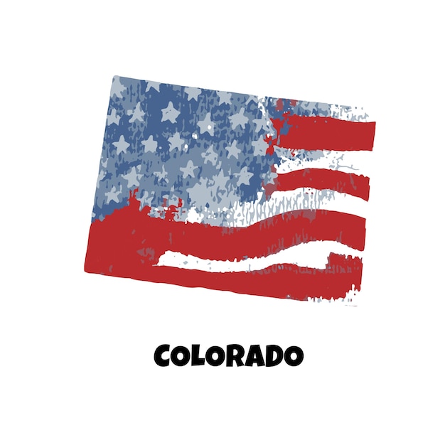 미국 상태 콜로라도 미국 국기 수채화 배경