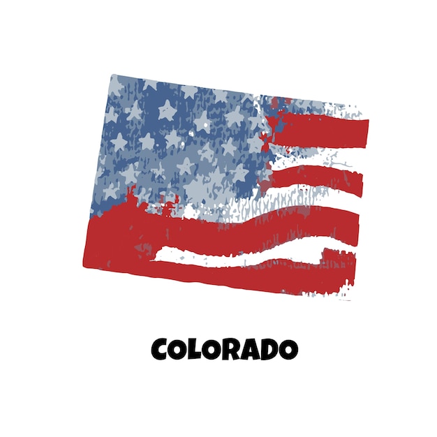 USA state Colorado American flag watercolor background