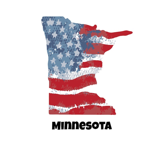 米国ミネソタ州アメリカ国旗水彩背景