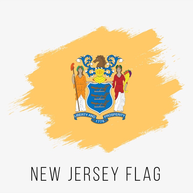 Modello di progettazione della bandiera vettoriale dello stato del new jersey degli stati uniti. bandiera del new jersey per il giorno dell'indipendenza