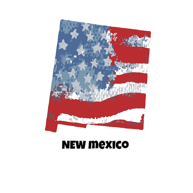 USA state New Mexico American flag watercolor background