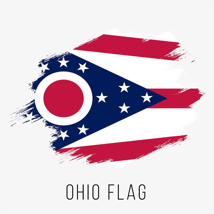 USA State Ohio Vector Flag Design Template. Ohio Flag for Independence Day. Grunge Ohio Flag