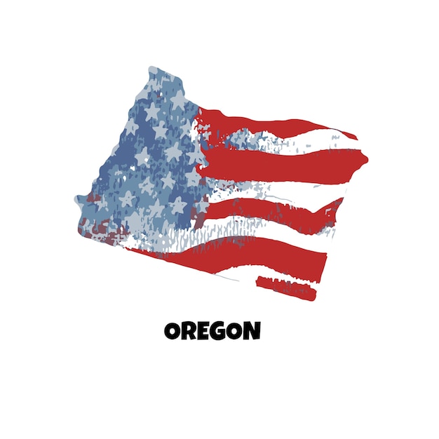 USA state Oregon American flag watercolor background