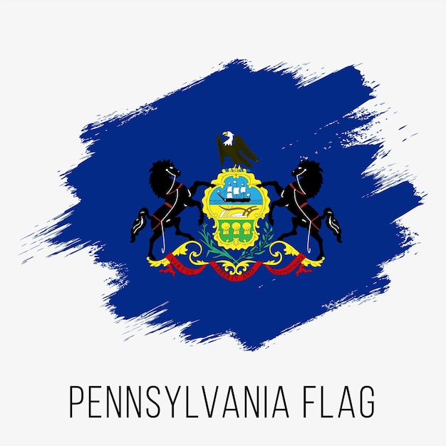 Шаблон оформления векторного флага штата Пенсильвания. Флаг Пенсильвании на День независимости
