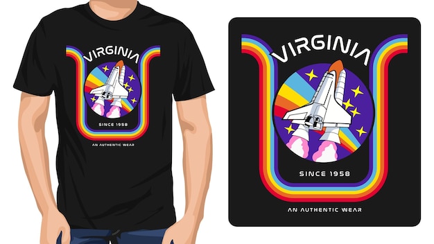 Vector usa state ruimte t-shirt ontwerpsjabloon