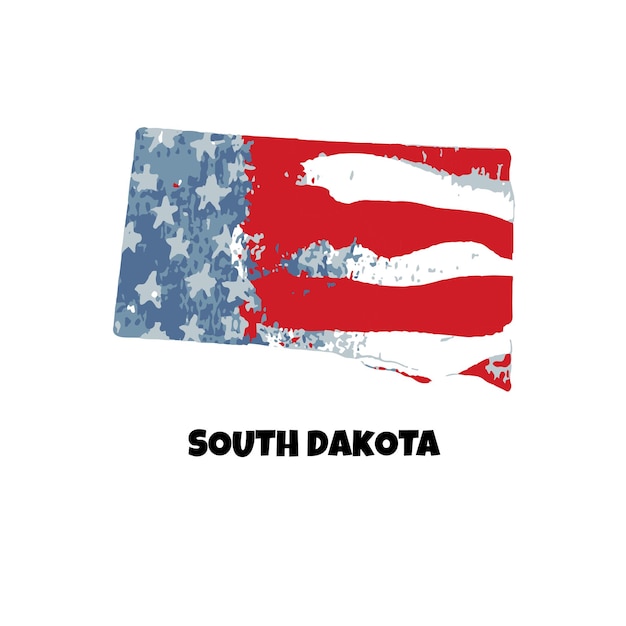 USA state South Dakota American flag watercolor background