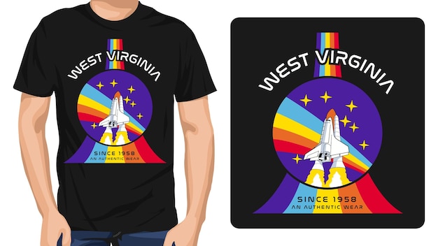 ベクトル アメリカ州立スペースtシャツデザインテンプレート