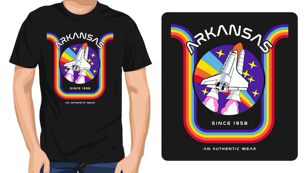 ベクトル アメリカ州立スペースtシャツデザインテンプレート