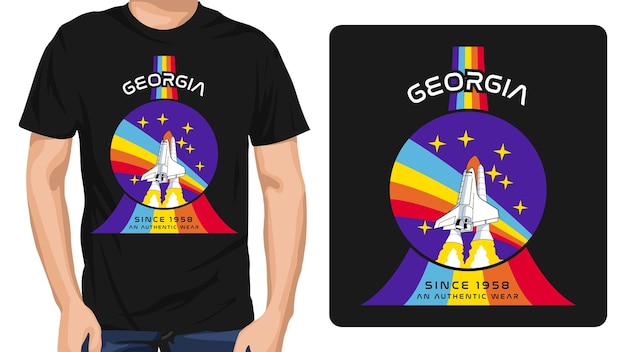 アメリカ州立スペースtシャツデザインテンプレート