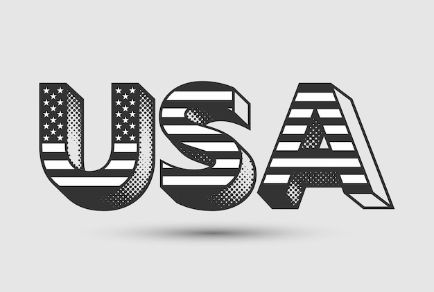 Usa text with halftone effect