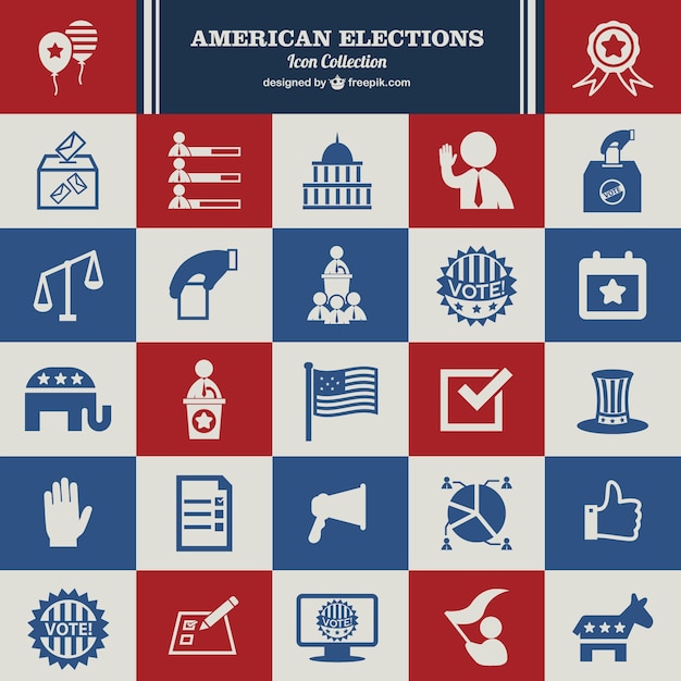 Usa verkiezingen vector set van pictogrammen