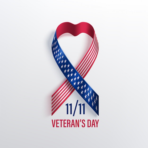 Vector usa veterans day card with ribbon