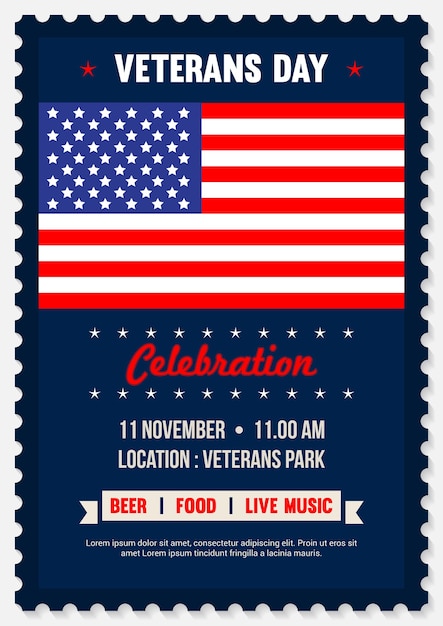 Vector usa veterans day poster invitation