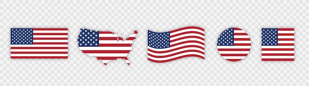 USA vlag icon set Strepen vlaggen verenigde staten met sterren