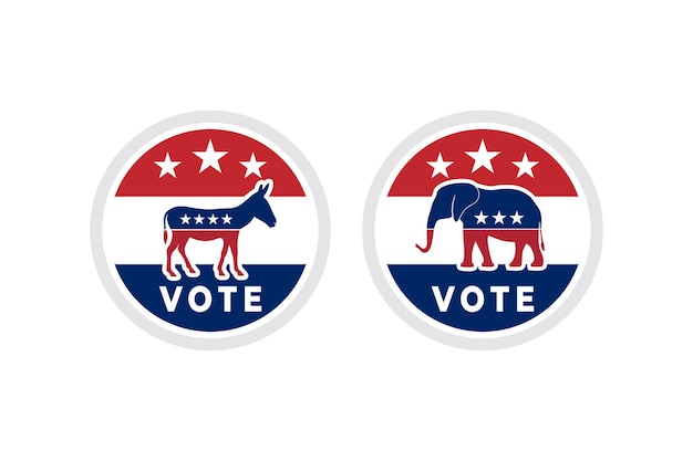 The USA Vote Election or Campaign Banner Illustration As A Simple Vector Sign Trendy Symbol for Design Websites Presentation or Application Donkey and elephant