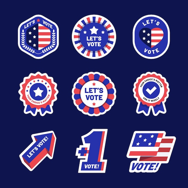 Set di badge di voto usa