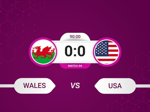 USA vs Wales 2022 match met scorebord en uitzending